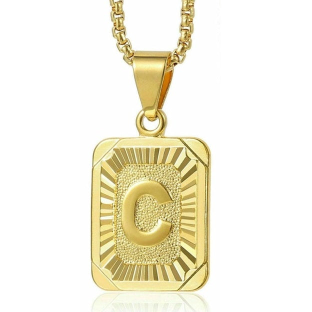 Gold Initial Letter Necklace