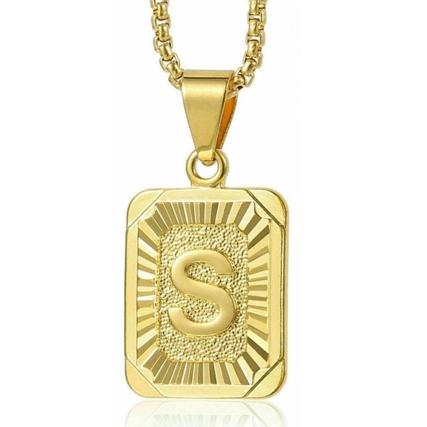 Gold Initial Letter Necklace