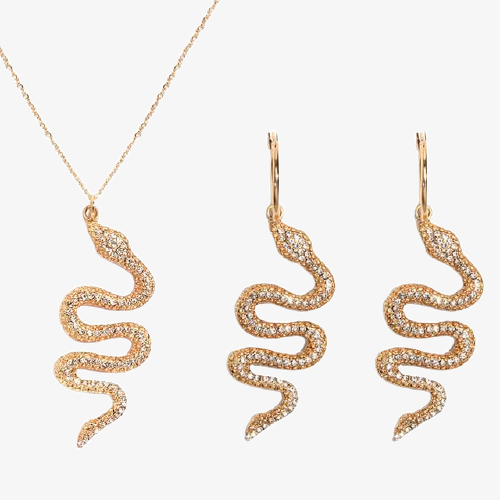 Crystal Snake Pendant Necklace & Earrings