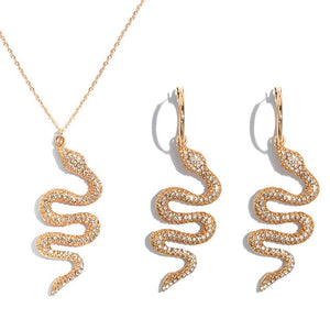 Crystal Snake Pendant Necklace & Earrings