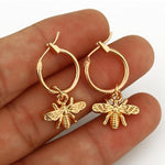 Gold Bee Drop Earrings