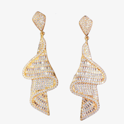 Gold Drop Curtain Earrings