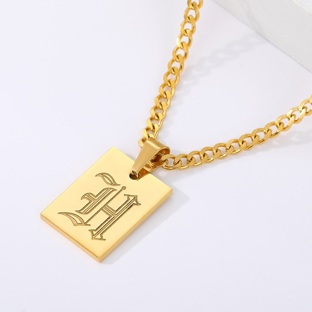 Rock Initial Necklace