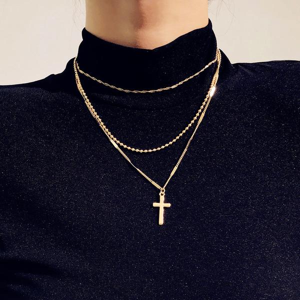 Layered Cross Necklace